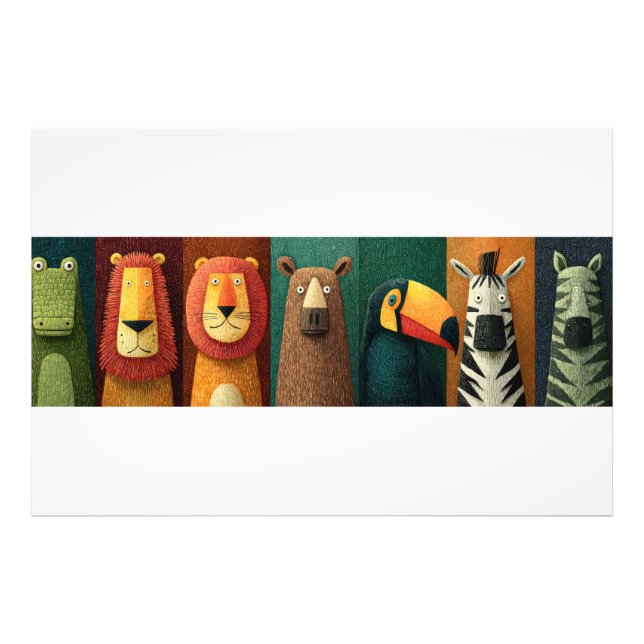 Whimsical Jungle Animals Photo Print (Front)