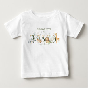 Whimsical Jungle Animals Two Wild 2nd Birthday Baby T-Shirt