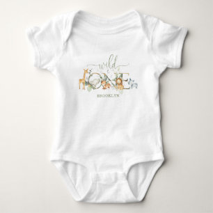 Whimsical Jungle Animals Wild One 1st Birthday  Baby Bodysuit