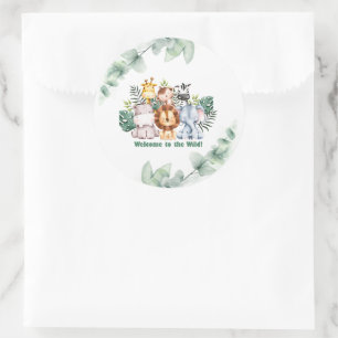 Whimsical Jungle Safari Animal Birthday Classic Round Sticker