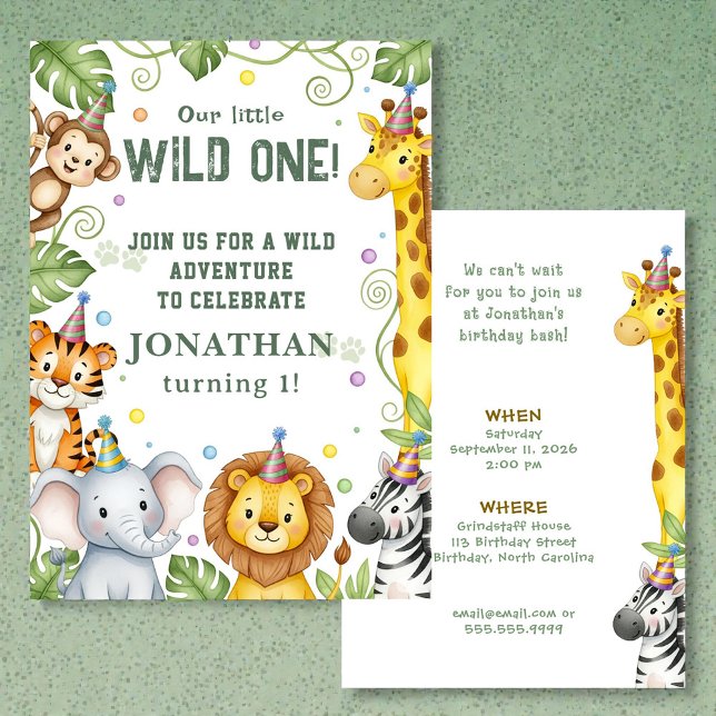 Whimsical Jungle Safari Animal Birthday Invitation (Creator Uploaded)