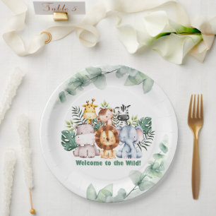 Whimsical Jungle Safari Animal Birthday Invitation Paper Plate