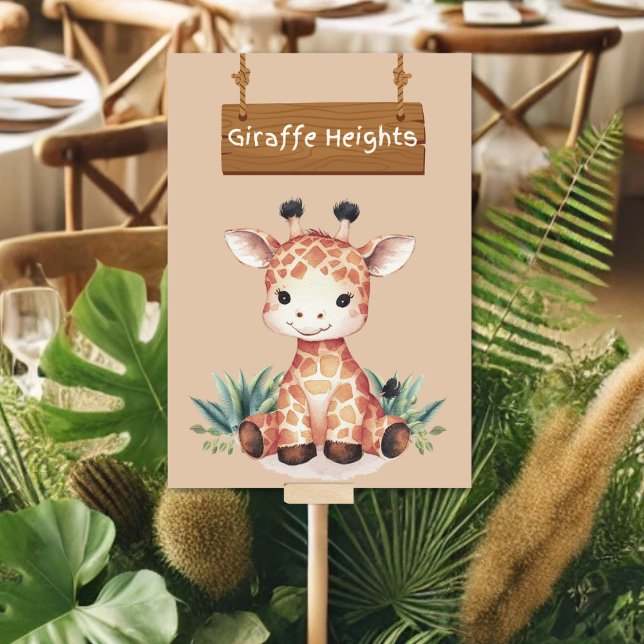 Whimsical Jungle Safari Giraffe Table Sign Table Number (Creator Uploaded)