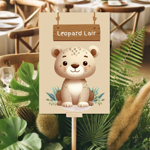 Whimsical Jungle Safari Leopard Table Sign Table Number