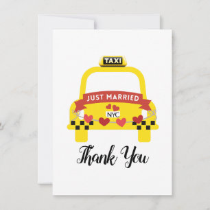 Whimsical Just Married Taxi Thank You