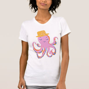 Whimsical Kawaii Cartoon Style Dancing Octopus Art T-Shirt