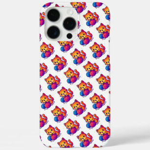 Whimsical Kawaii Cat Knitting Scene with Oversized iPhone 16 Pro Max Case
