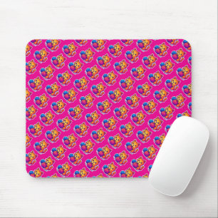 Whimsical Kawaii Cat Knitting Scene with Oversized Mouse Pad