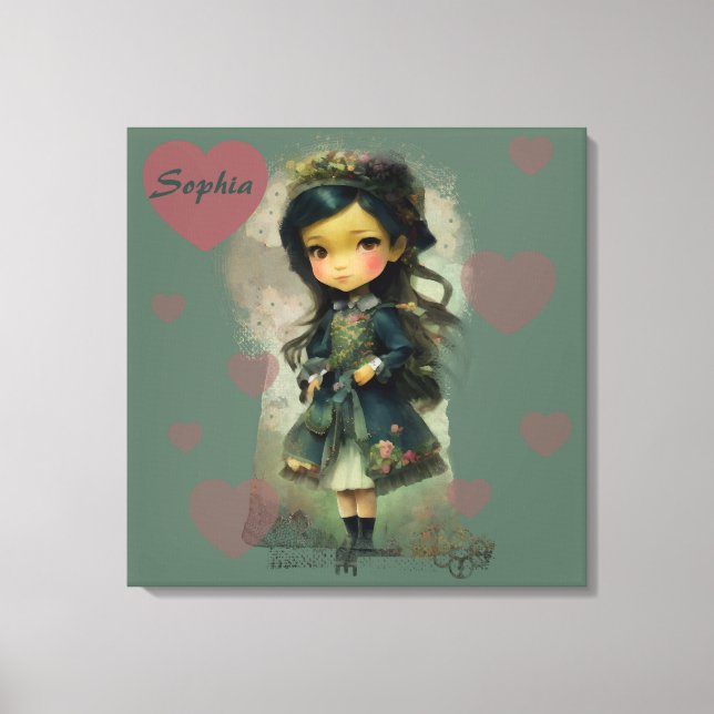 Whimsical Kawaii Fairy Tale Girl Canvas Print (Front)