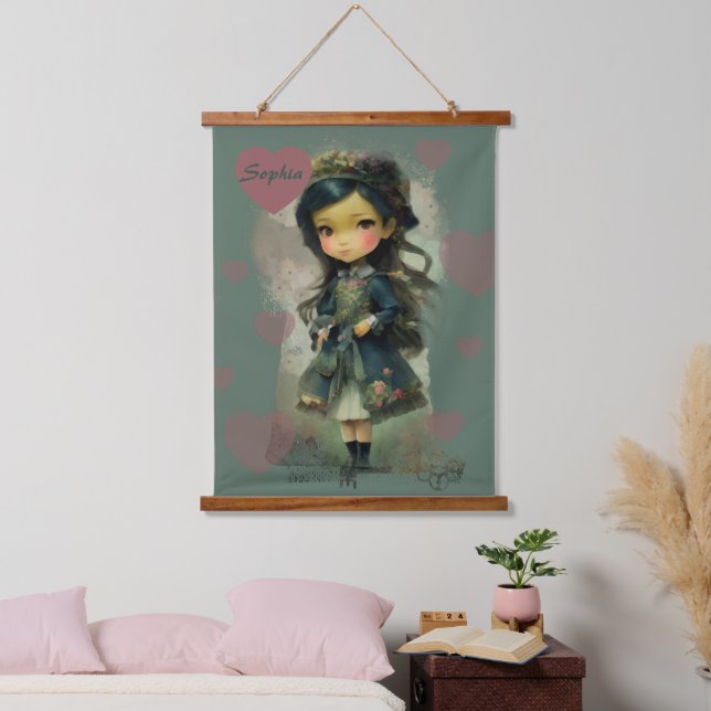 Whimsical Kawaii Fairy Tale Girl Hanging Tapestry (Bedroom)