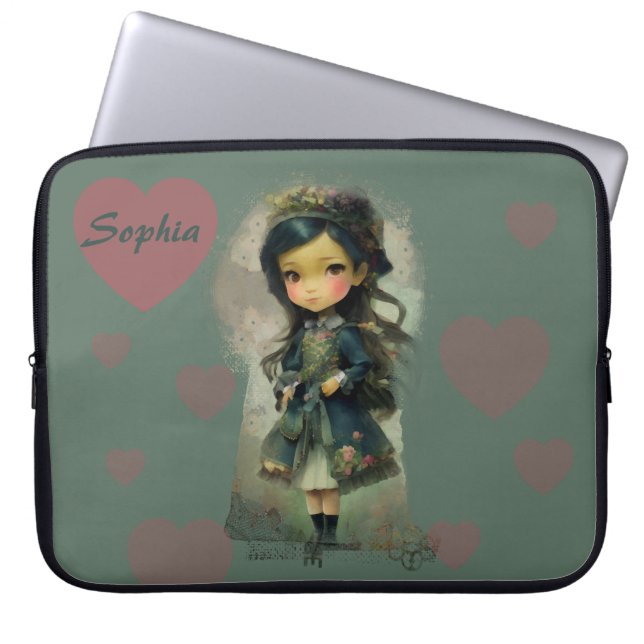 Whimsical Kawaii Fairy Tale Girl Laptop Sleeve (Front)