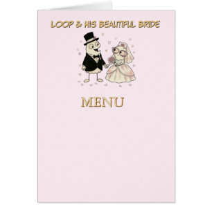 Whimsical Kawaii Wedding Menu Table Tent