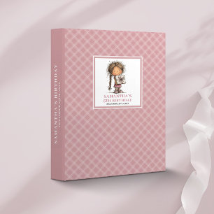Whimsical Kids 4th Birthday Pink ring binder