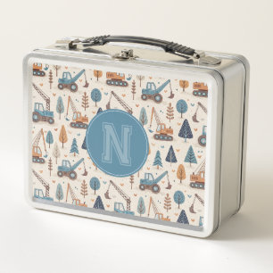 Whimsical Kids Construction Metal Lunchbox