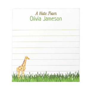 Whimsical Kid's Name GIRAFFE Lined  Notepad