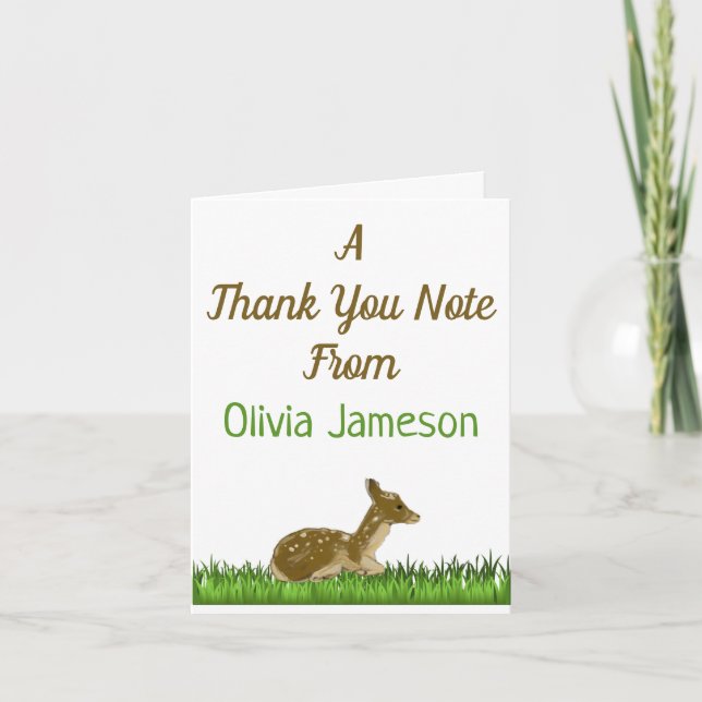 WHIMSICAL Kid's Name Woodland Animal Thank You  (Front)