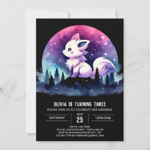 Whimsical Kids Wolf Birthday  Invitation