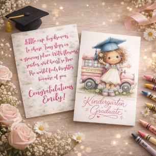 Whimsical Kindergarten Graduate with Matching Poem Card