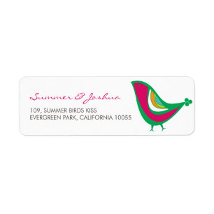 Whimsical Kissing Summer Love Birds Address Labels