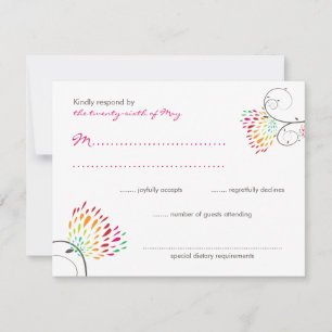 Whimsical Kissing Summer Love Birds Wedding RSVP Card