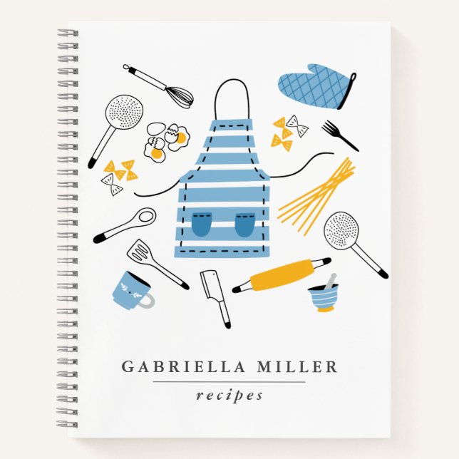 Whimsical Kitchen Tools Personalized Recipe Notebo Notebook (Front)