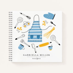 Whimsical Kitchen Tools Personalized Recipe Notebook