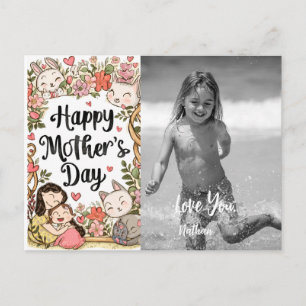 *~* Whimsical Kitty Bunny Mother's Day AP72 Photo Holiday Postcard