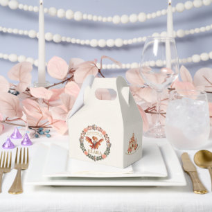 Whimsical Knight Girl and Dragon First Birthday Favor Box