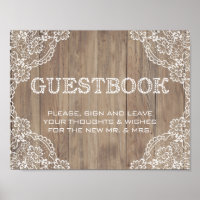 Whimsical Lace Old Barn Wedding Guestbook Sign