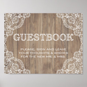 Whimsical Lace Old  Barn Wedding Guestbook Sign