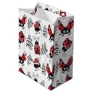 Whimsical Ladybug And Swirls Medium Gift Bag