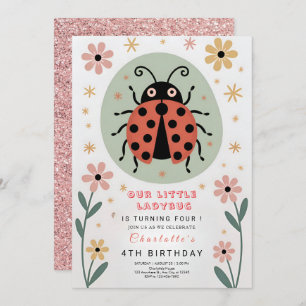 Whimsical Ladybug Birthday Invitation