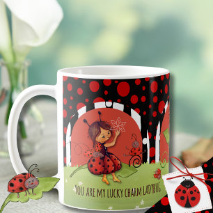 Whimsical Ladybug Garden "Lucky Charm" Wrap-Around Coffee Mug