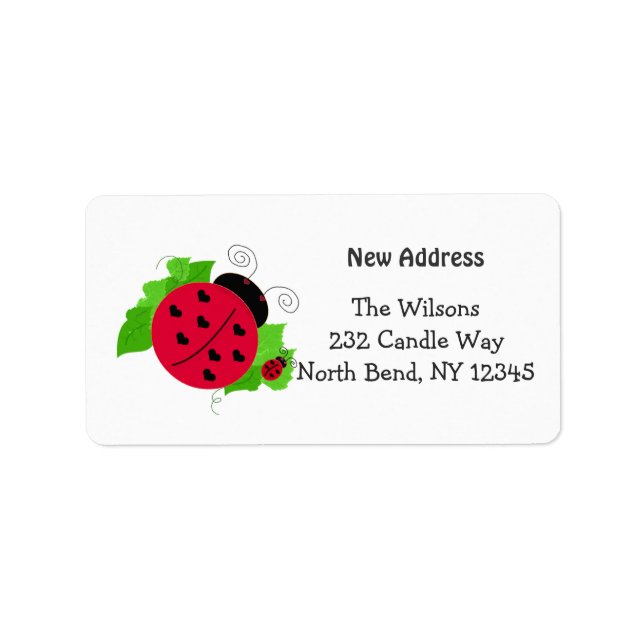 Whimsical Ladybug New Address Label (Front)