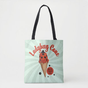 Whimsical Ladybug   Retro Ice Cream Art Tote Bag