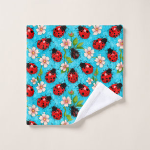 🐞 Whimsical Ladybug Spring Garden Design 🌿 Wash Cloth