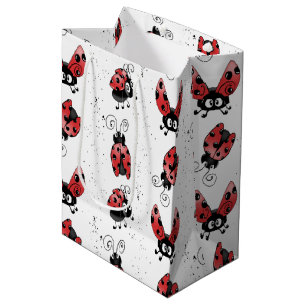 Whimsical Ladybug With Paint Splatters Medium Gift Bag