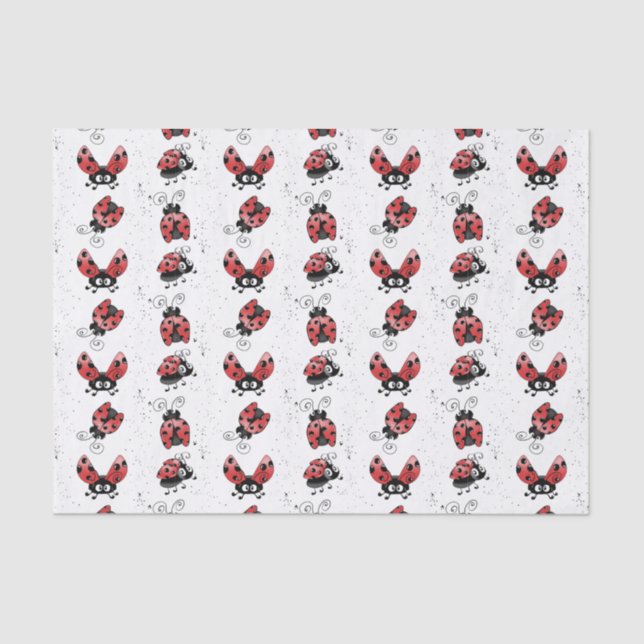 Whimsical Ladybugs And Splatter Paint Tissue Paper (Front)