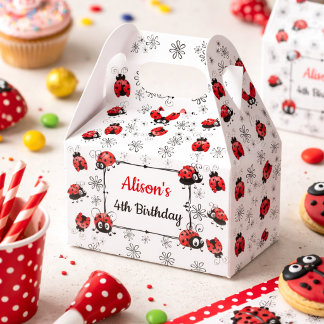 Whimsical Ladybugs Birthday Favor Box