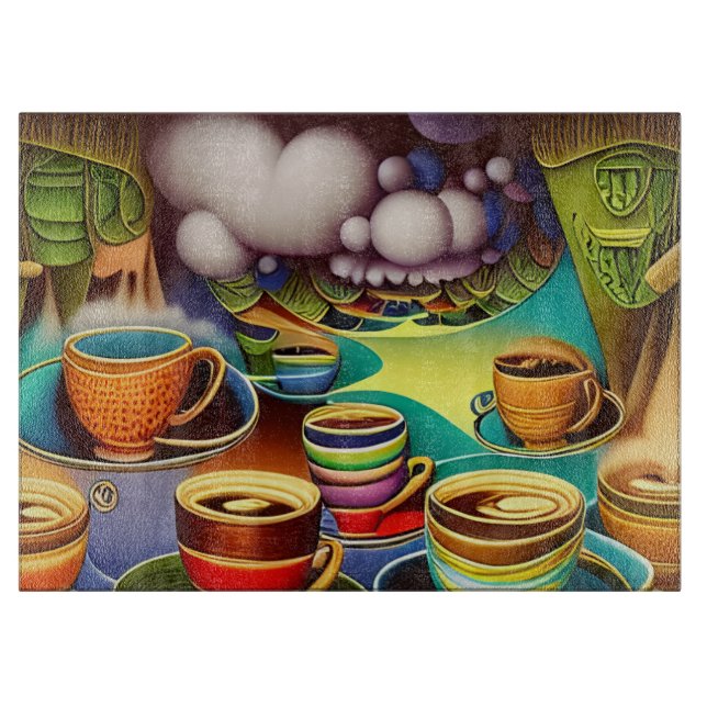Whimsical Land of Coffee Cups    Cutting Board (Front)