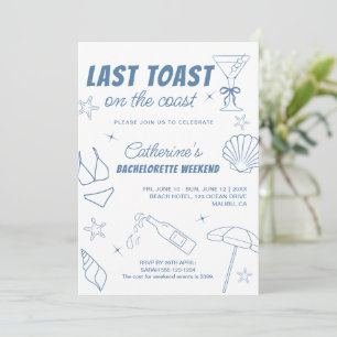 Whimsical Last Toast On The Coast Bachelorette In Invitation