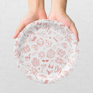 Whimsical Last Toast On The Coast Coral Paper Plate