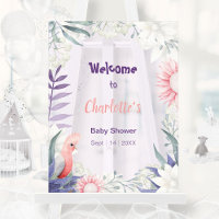 Whimsical Lavender Bird Baby Shower Welcome