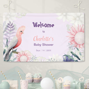 Whimsical Lavender Bird Baby Shower Welcome Party Banner