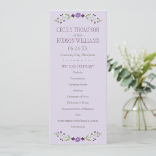 Whimsical Lavender Folk Floral Wedding Program
