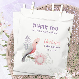 Whimsical Lavender Garden Floral Bird Baby Shower Favour Bag