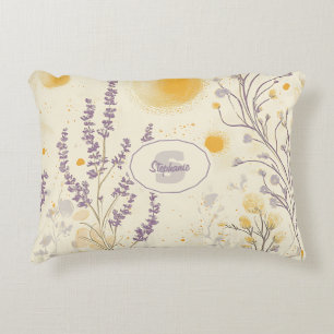 Whimsical Lavender & Yellow Floral Pattern Accent Pillow