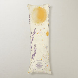 Whimsical Lavender & Yellow Floral Pattern Body Pillow