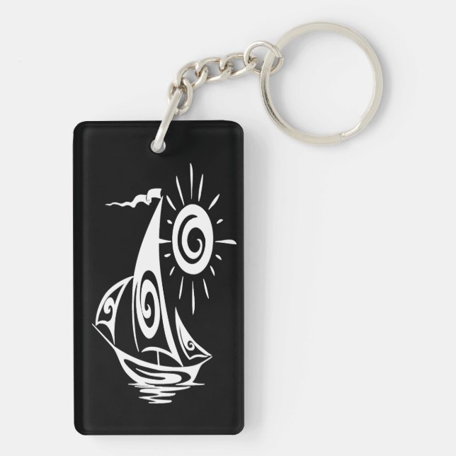 Whimsical Lazy Sailboat Keychain (Back)