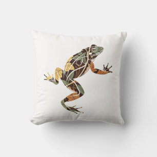 Whimsical Leafy Frog Throw Pillow
